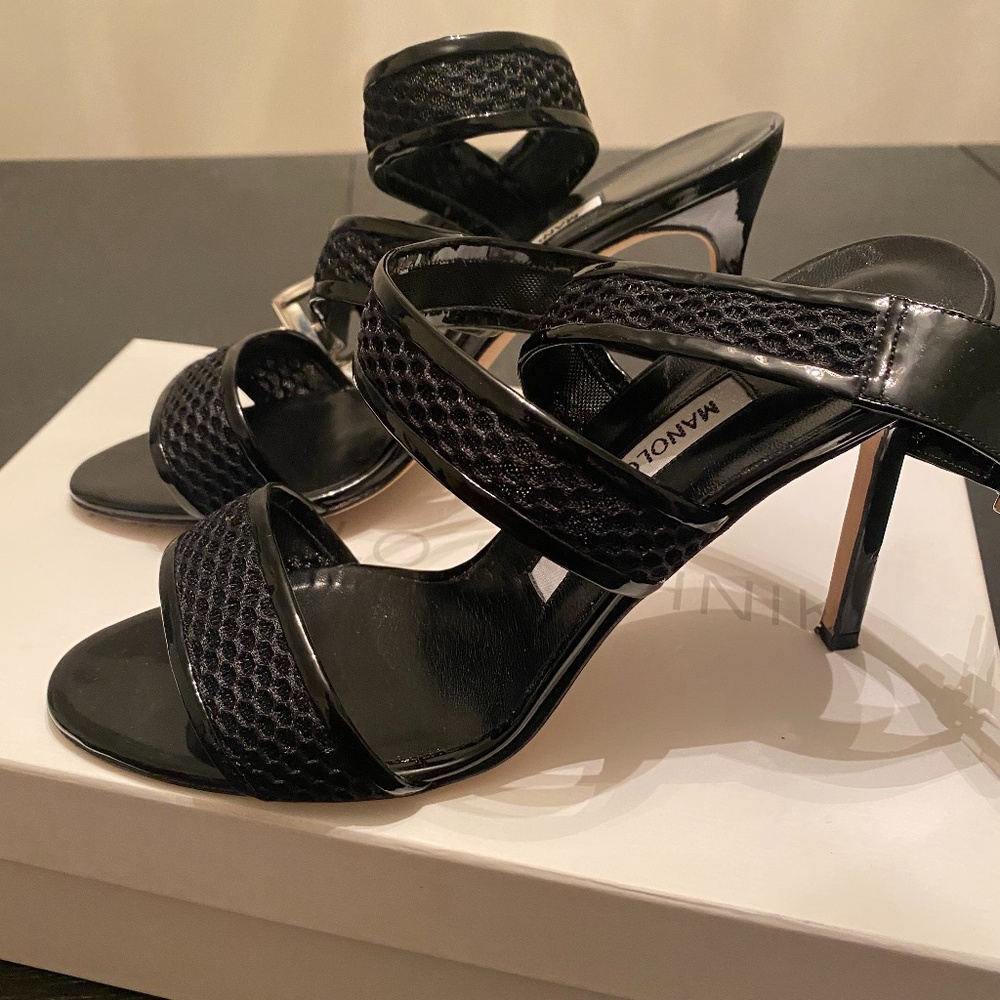 Manolo Blahnik Strappy Black Heels Size 37
